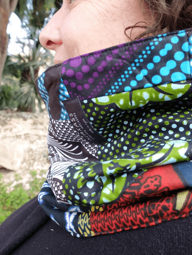 Maxi cache-cou SËTU - Patchwork wax & laine