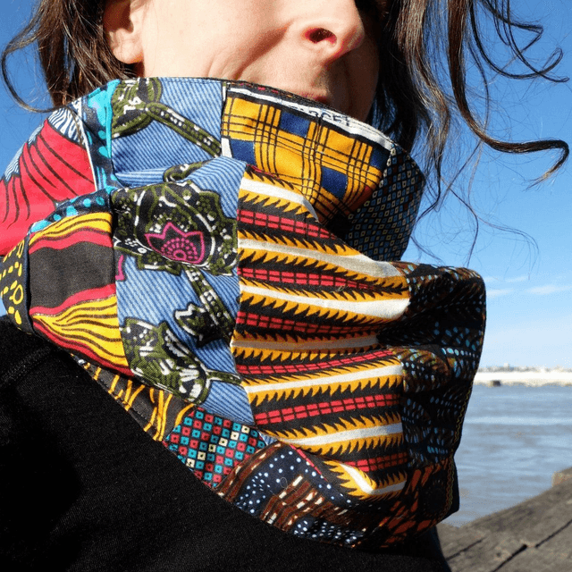 Maxi cache-cou SËTU - Patchwork wax & laine