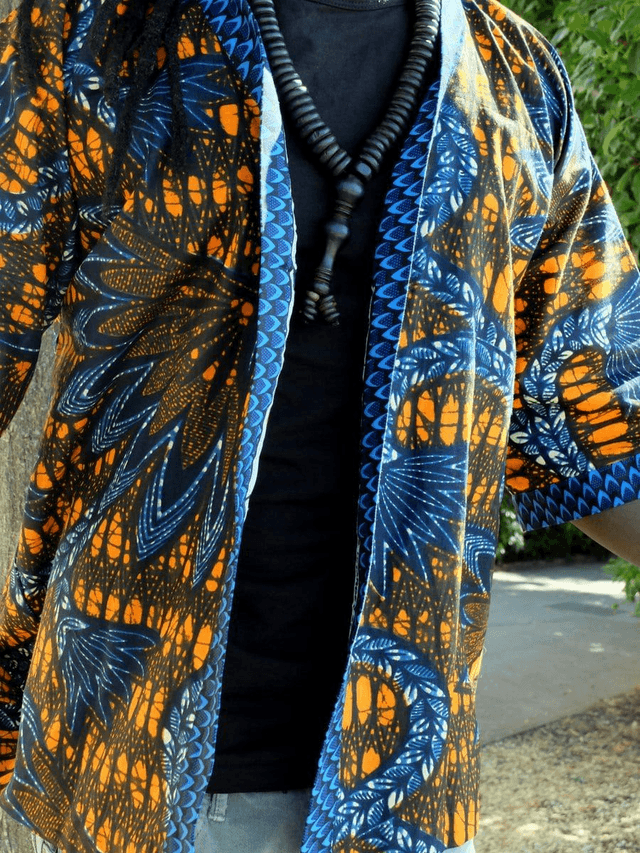 Veste kimono unisexe - Coton wax - Imprimé WËLE