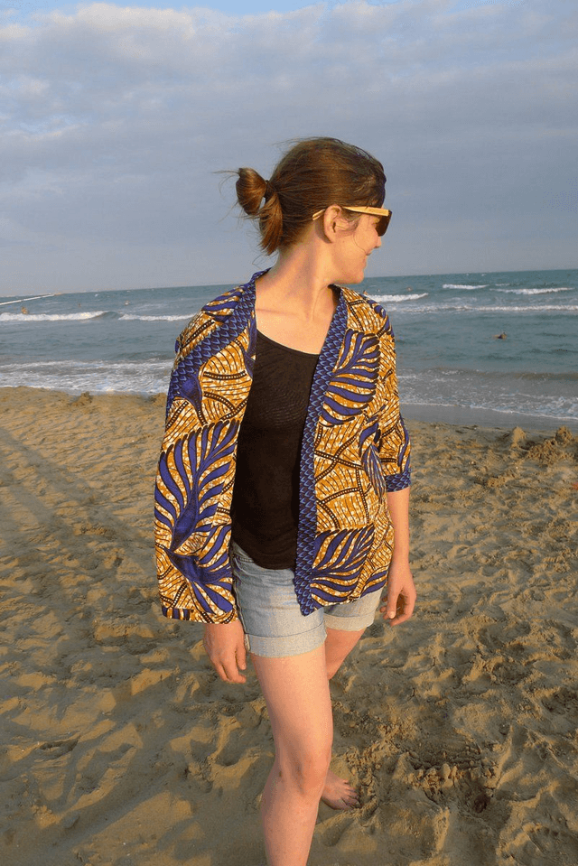 Veste kimono unisexe - Coton wax - Imprimé SAMB