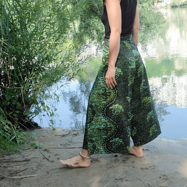 Pantalon portefeuille FOUTA | coton wax | imprimé BUNT BU KAKI