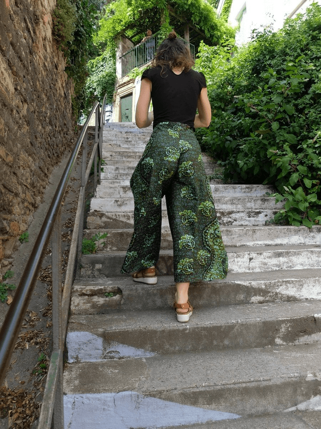 Pantalon portefeuille FOUTA | coton wax | imprimé BUNT BU KAKI