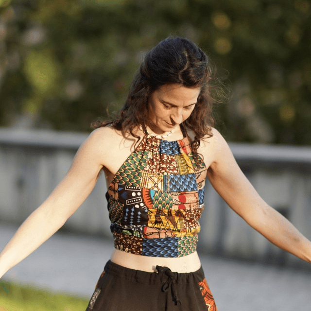 Top dos-nu CASAMANCE - Patchwork wax et coton bio
