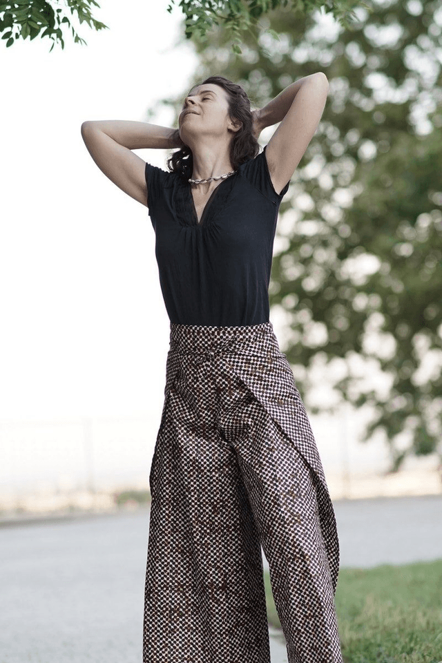 Pantalon portefeuille FOUTA | coton wax | imprimé KAFE
