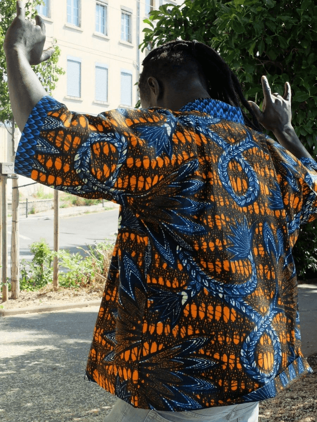 Veste kimono unisexe - Coton wax - Imprimé WËLE