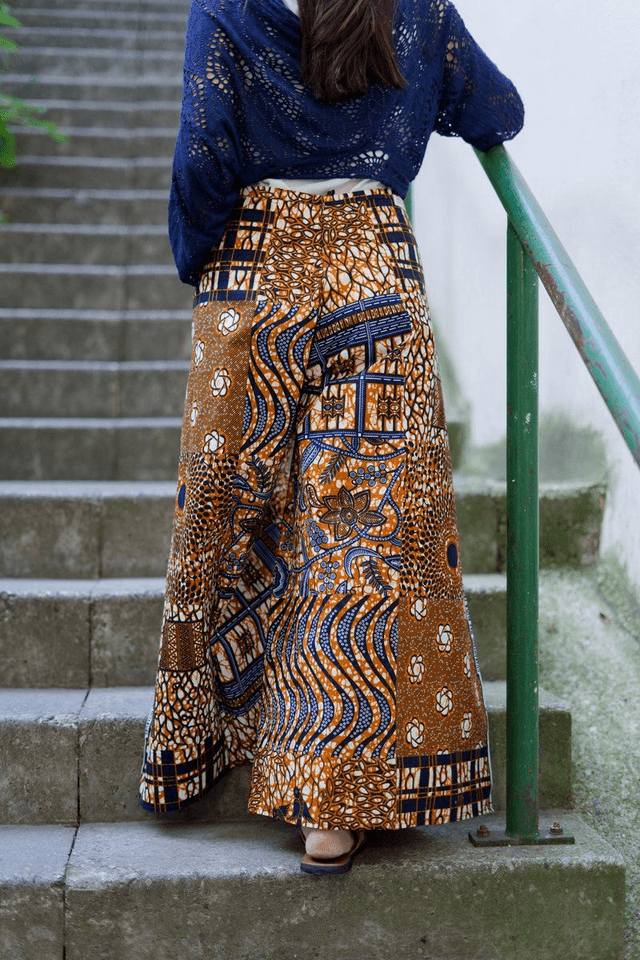Pantalon portefeuille FOUTA | coton wax | imprimé DJOUDJ