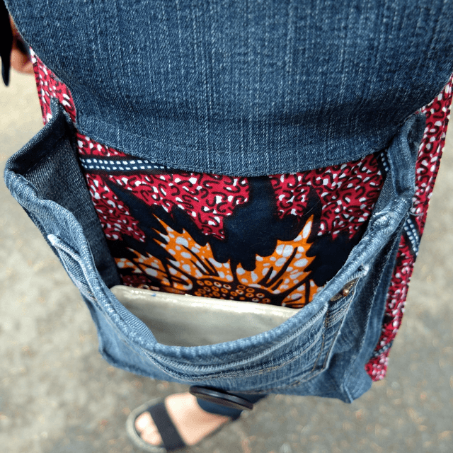 Sacoche YOFF - Jean recyclé et wax | Création unique