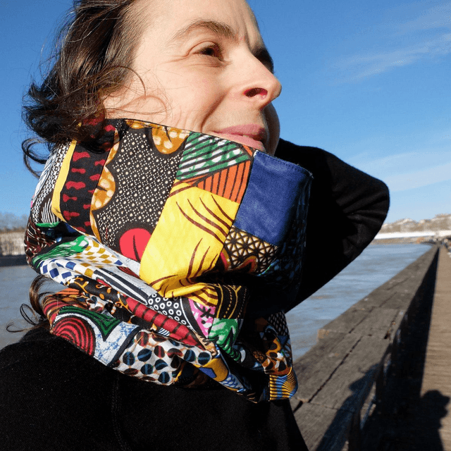 Maxi cache-cou SËTU - Patchwork wax & laine 
