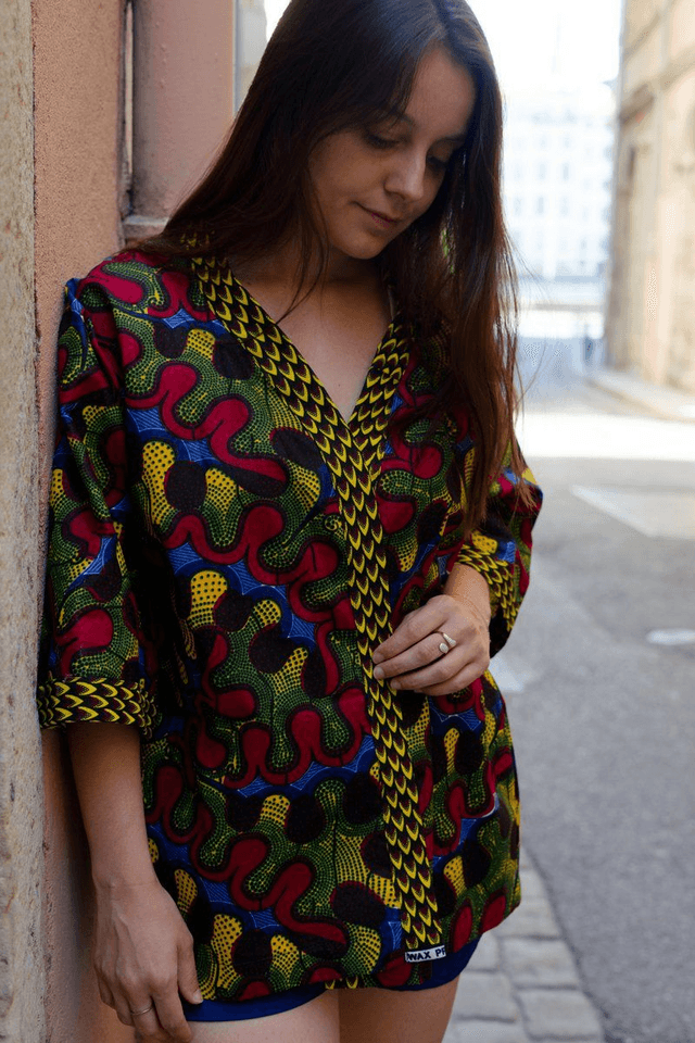 Veste kimono unisexe - Coton wax - Imprimé SUXALI