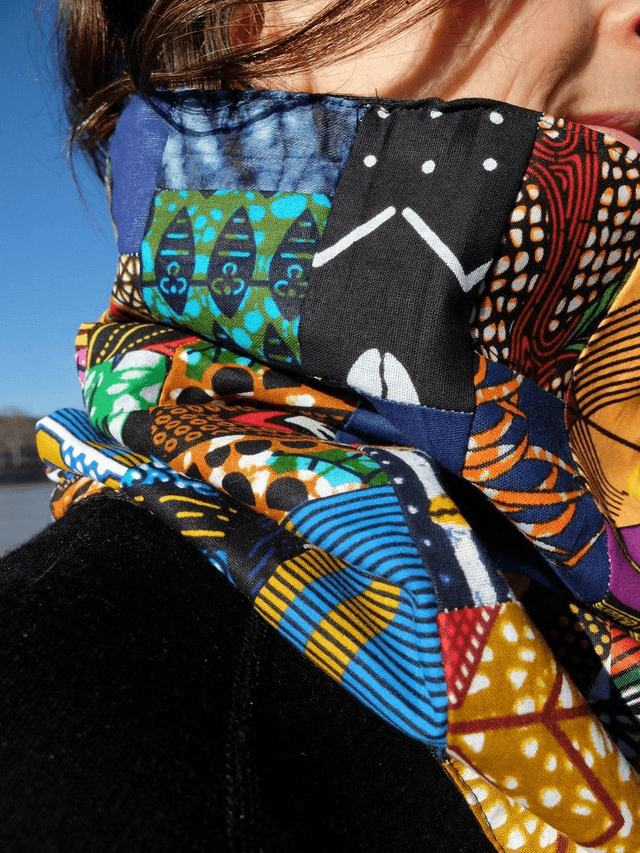 Maxi cache-cou SËTU - Patchwork wax & laine 