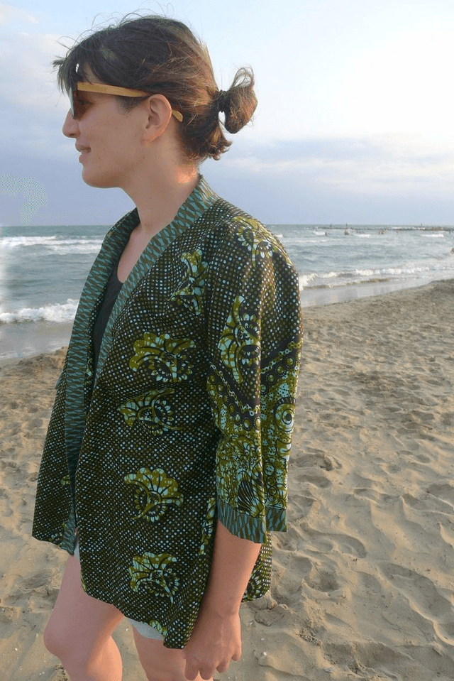 Veste kimono unisexe - Coton wax - Imprimé BUNTU