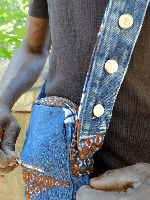 Sacoche MEDINA - Jean recyclé et wax | Création unique