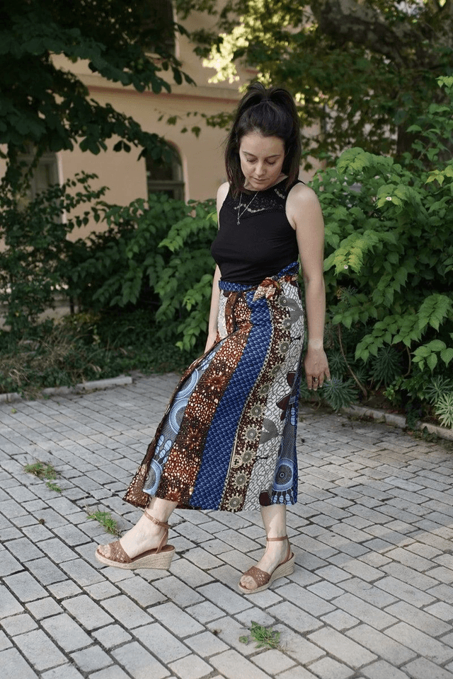 Jupe NGAPAROU - Patchwork coton wax