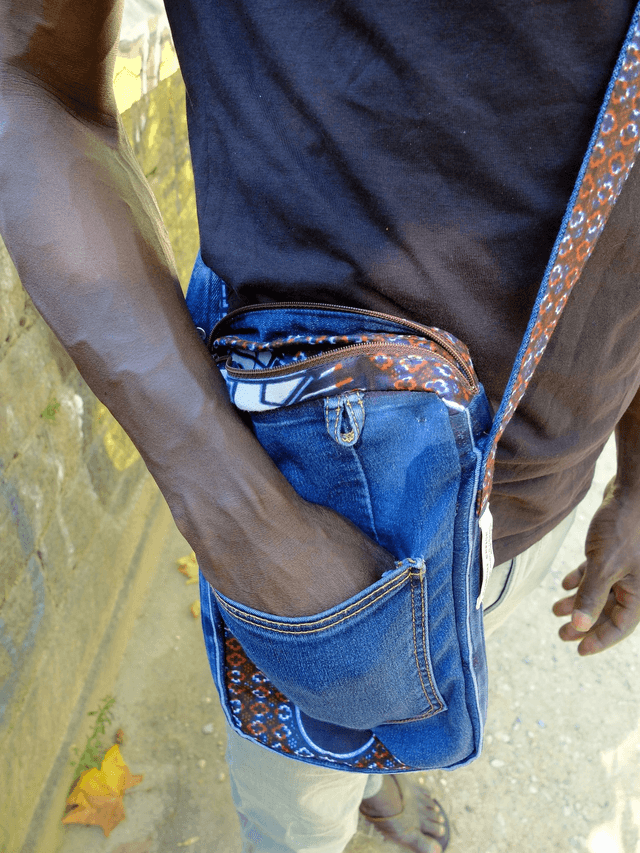 Sacoche MEDINA - Jean recyclé et wax | Création unique