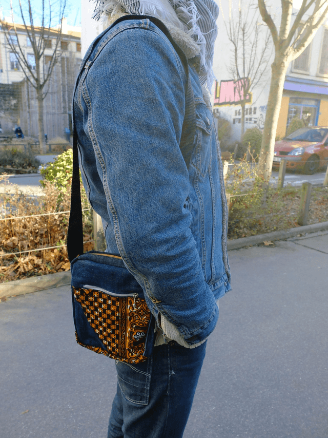 Sacoche MEDINA - Jean recyclé et wax | Création unique