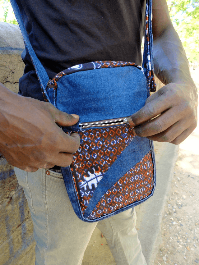 Sacoche MEDINA - Jean recyclé et wax | Création unique