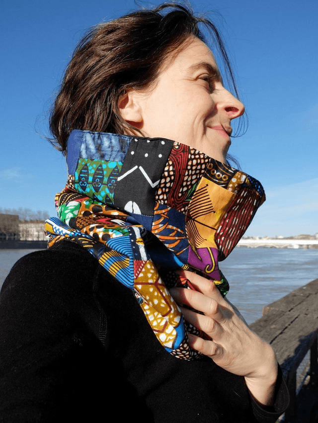Maxi cache-cou SËTU - Patchwork wax &amp; laine 